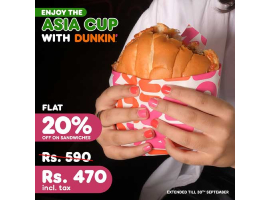 Dunkin Offer FLAT 20% off on Sandwiches